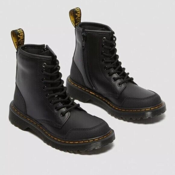 Dr. Martens 1460 Black Leather Combat Boots Youth 5 Women's 6‎ Men's 5 - Picture 1 of 5